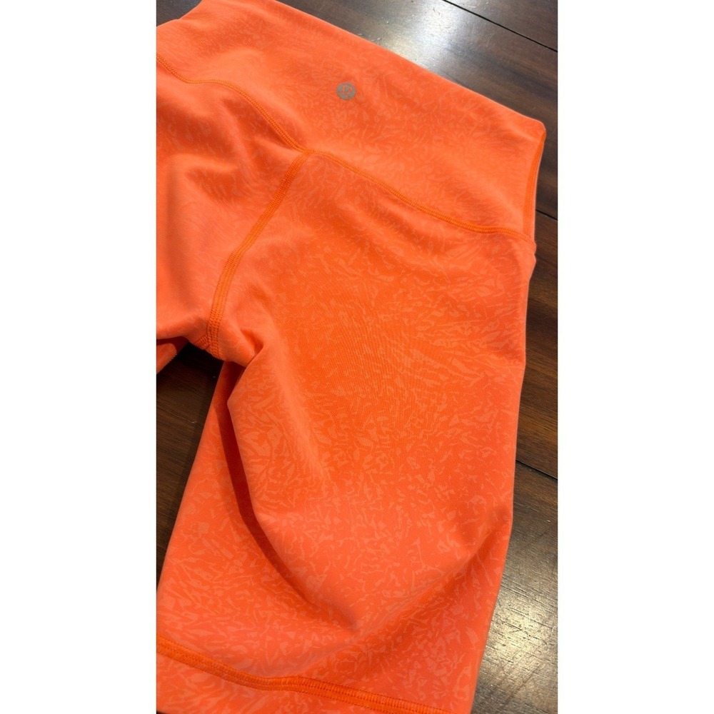 Lululemon Align High-Rise Short Orange Floral Embossed Nulu Biker Shorts Size 4 - Picture 16 of 16
